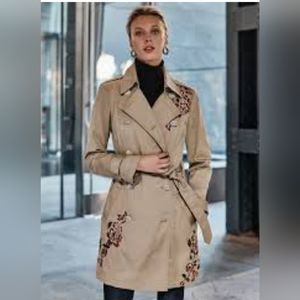 White House Black Market Embelished Trench Coat.